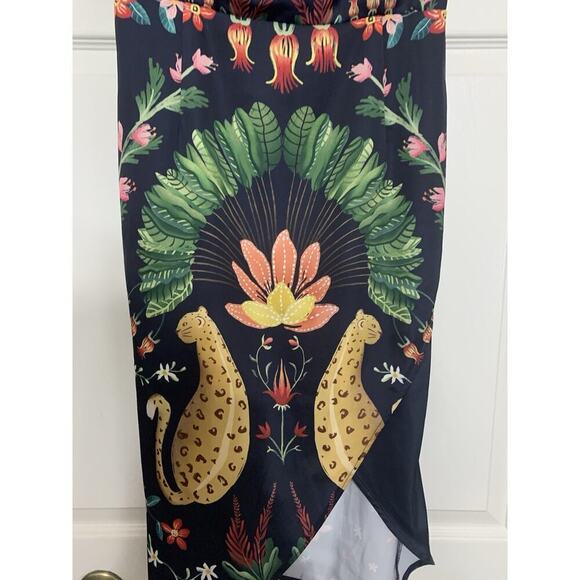 Averie Cowl Midi Dress In Rainforest Print Size Medium - Picture 3 of 10